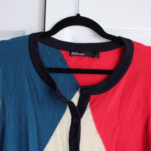 NWOT Multi Colored Cardigan by Dear Creatures Nautical Women's Size M Cotton - Picture 2 of 8